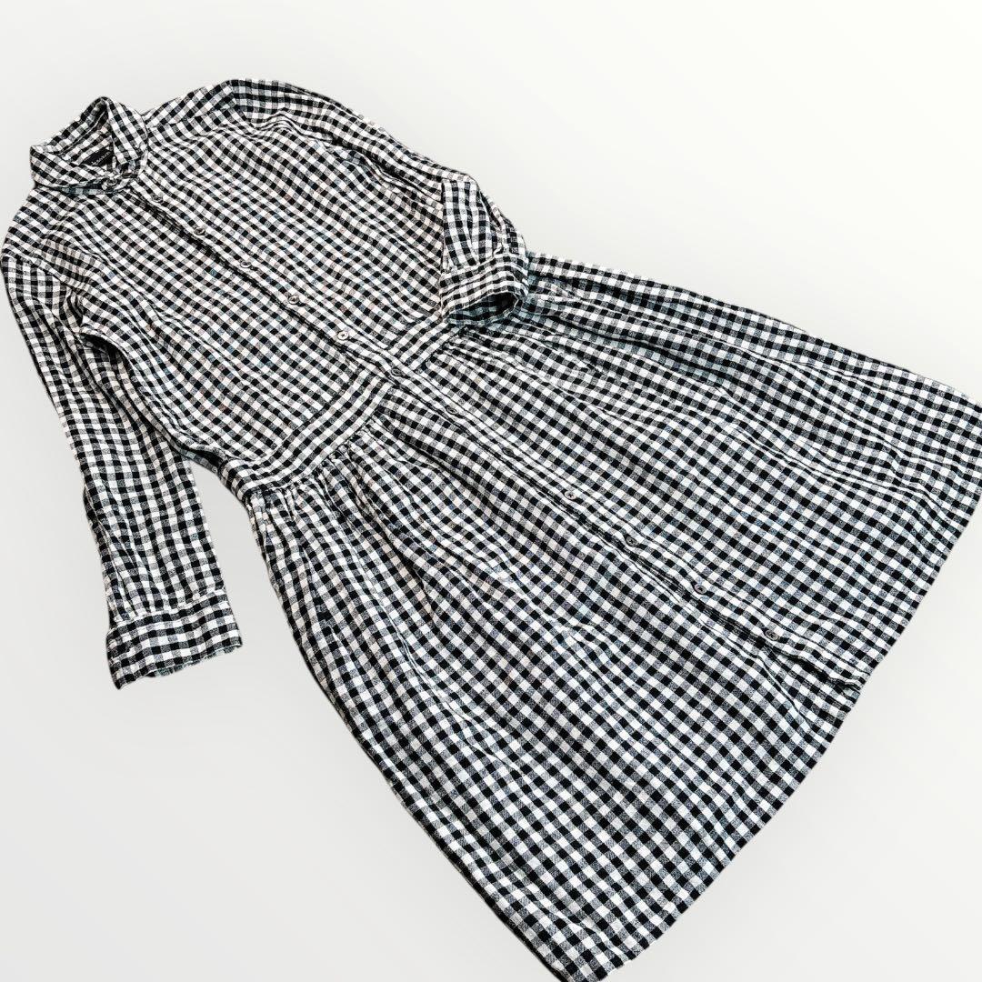 SA-RAH サラ チビ襟 シャツ ワンピース リネン