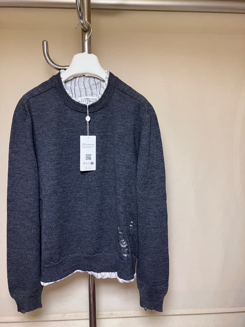 新品 XL マルジェラ 23aw デストロイ 加工ニット グレー 18326