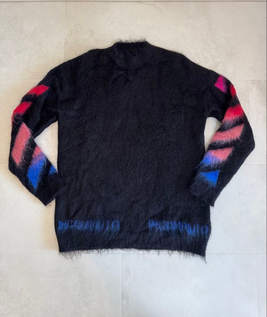 【美品】Off-White 即完品 クロスアローロゴ入り モヘアニット XXS