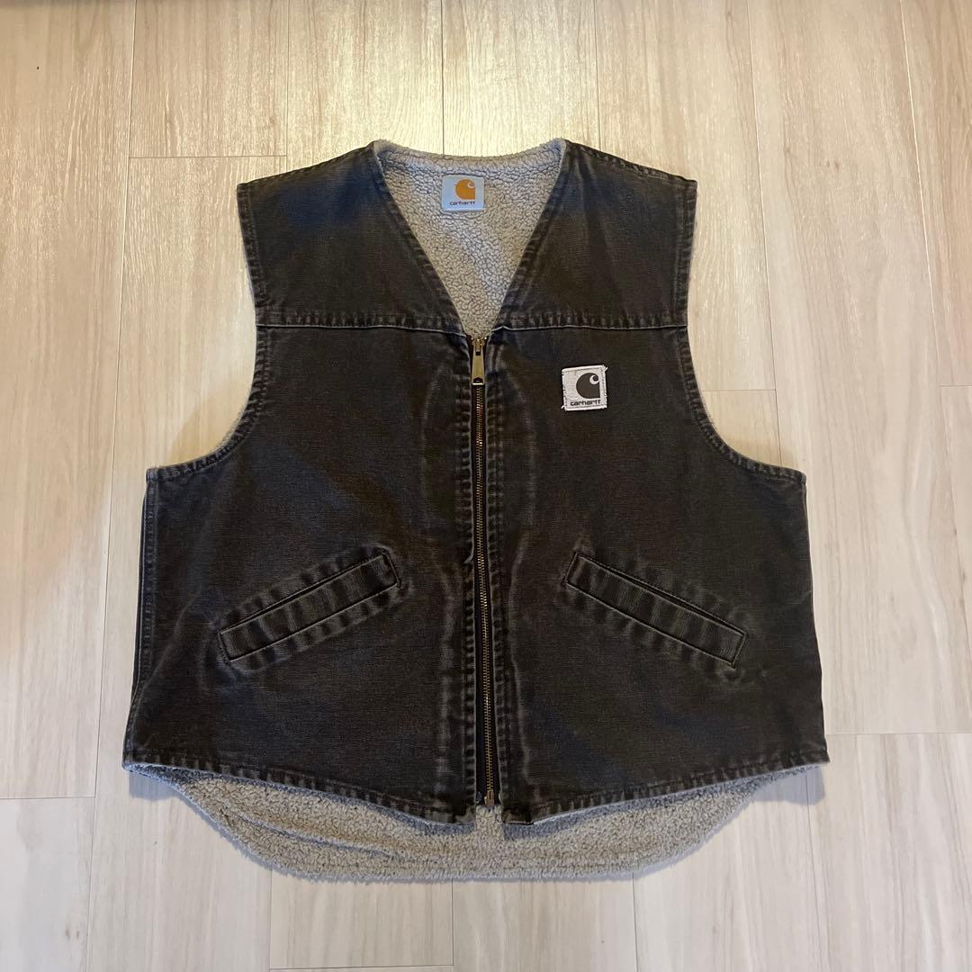 カーハート ベスト フェード ダックベスト ダック地 ボア 古着