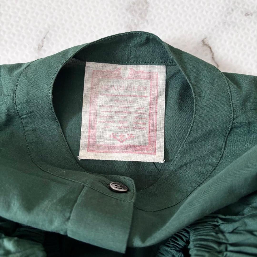 BEARDSLEY ビアズリー　ギャザーワンピース　ダークグリーン　洗える　長袖