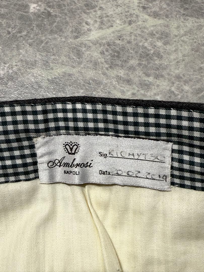 AMBROSI アンブロージ ウール スラックス パンツ チャコールグレー XL
