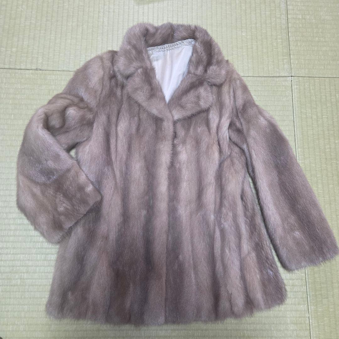 美品 シルバーブルーミンク ハーフコート 着丈67 IEMURA 11号