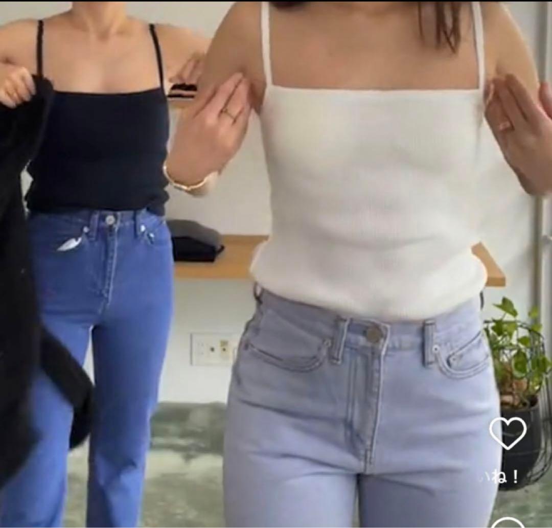 shishikui 赤 リブ編み キャミソール