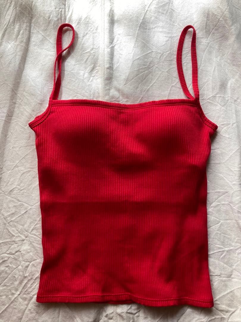 shishikui 赤 リブ編み キャミソール