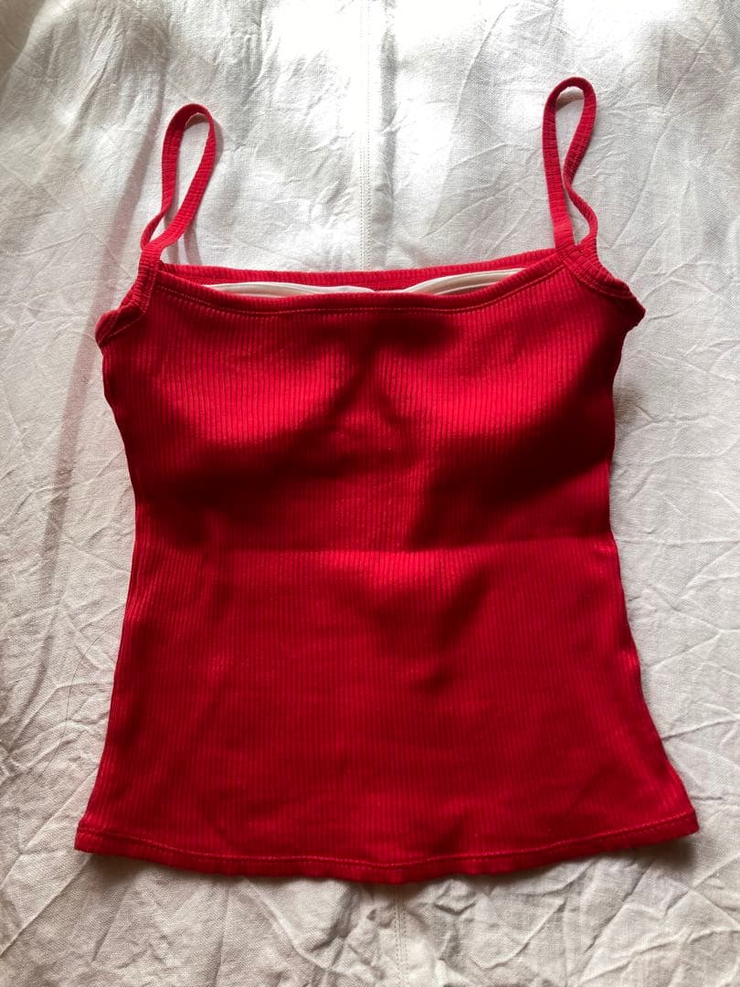 shishikui 赤 リブ編み キャミソール