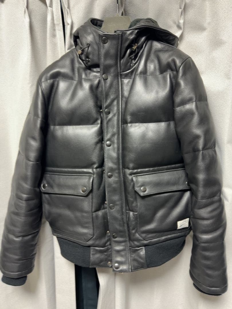 VICTIM レザー ダウンジャケット L ブラック