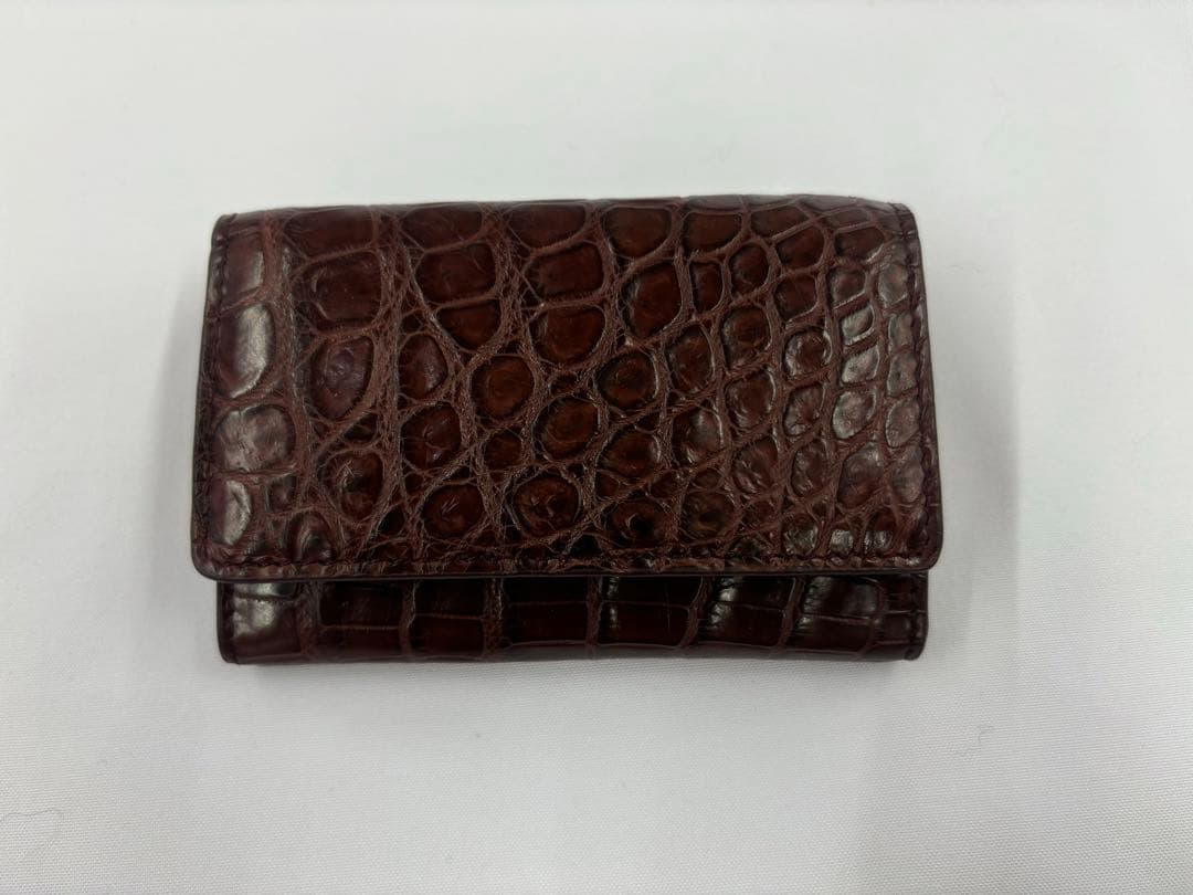 【新品未使用】クロコダイル ワニ革 本革名刺入れ 無双 一枚革 カードケース