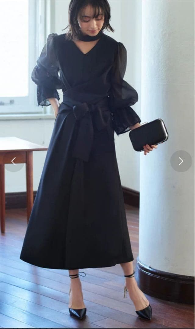 シアースリーブバックセパレートパンツドレス