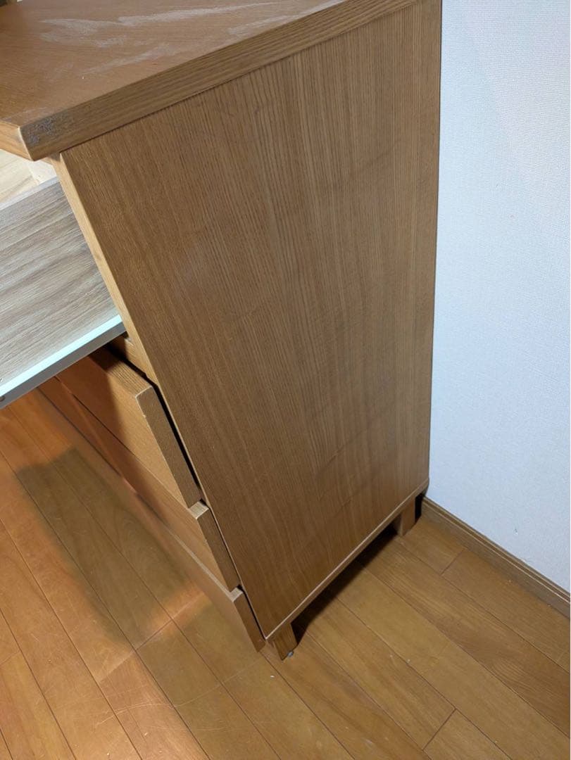 ■送料込■無印 木製チェスト タモ材 4段ワイド 衣類収納 廃盤 タンス 棚