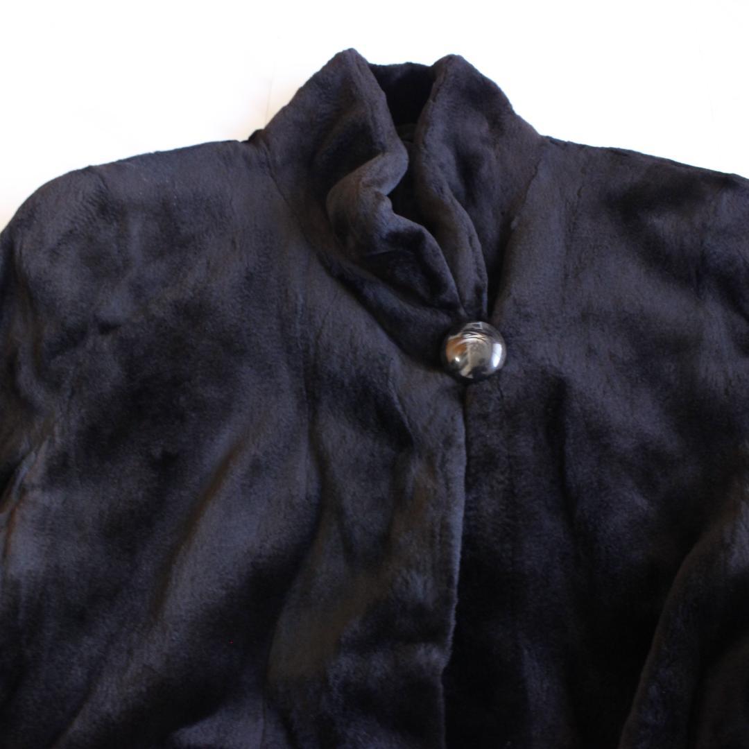 ロングシェアードミンク ブラック ファーコート Fサイズ