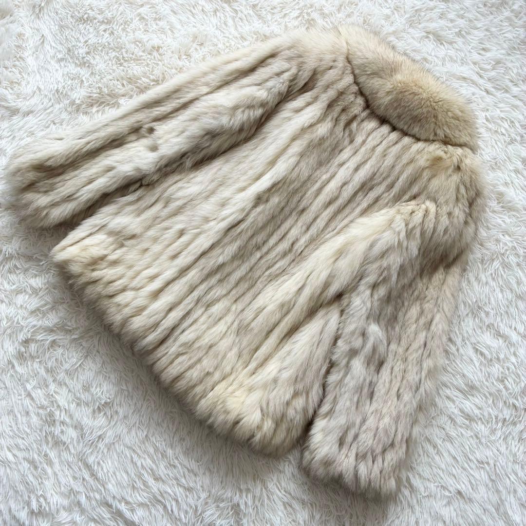 SAGA FOX 銀タグ 本毛皮コート 高級フォックスファー　11号　アイボリー