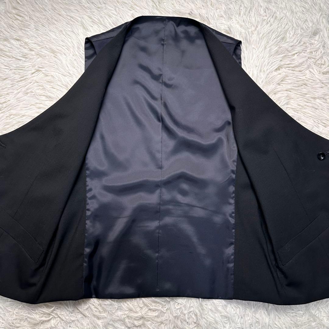 極美品 スーツセレクト シルク混 リバーシブルベスト 3ピース 光沢 A5
