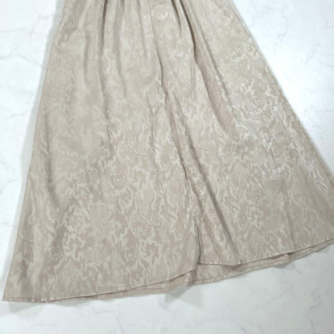 【完売品】　etoll.　ミアンダリングウエストタックフレアドレス　ベージュ　S