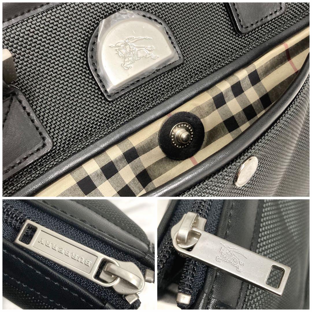 ちぃさん バーバリー 2wayビジネスバッグ ナイロン×レザー チェック柄