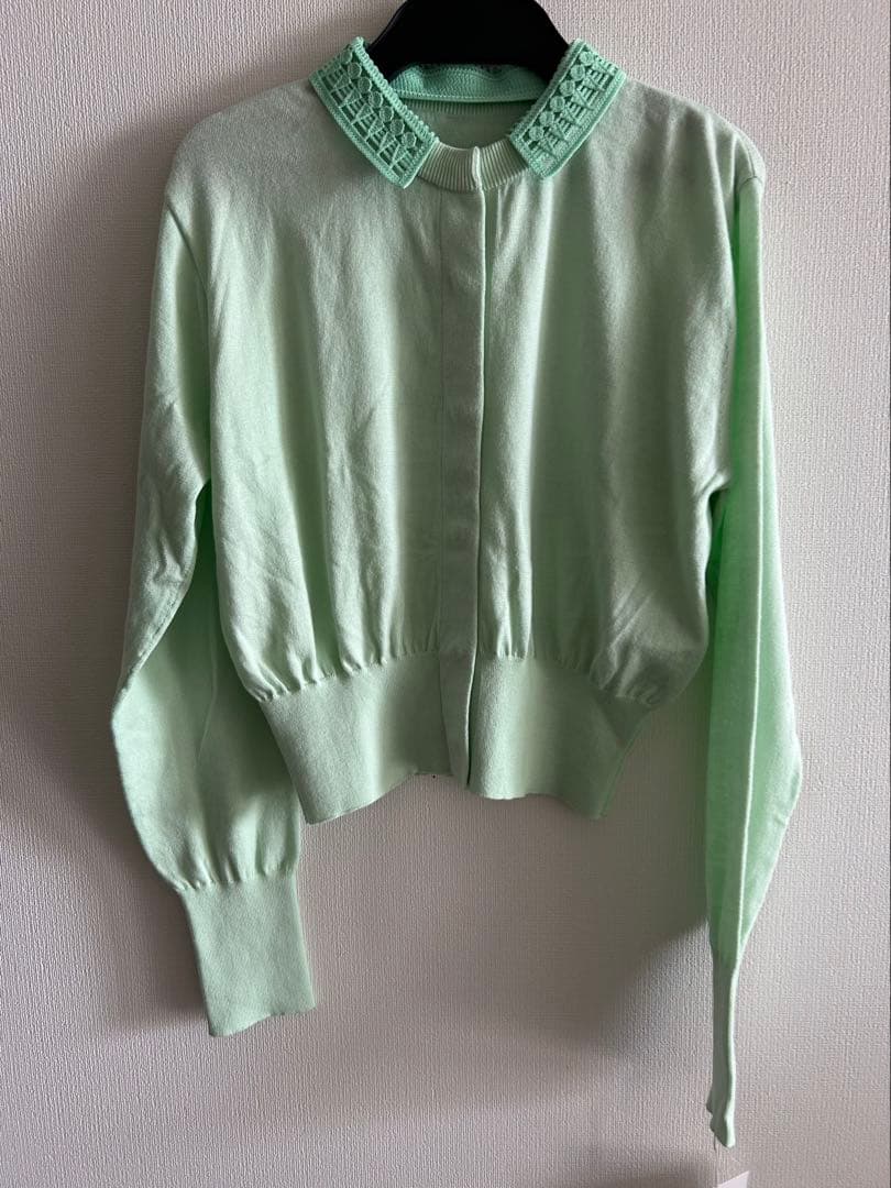 新品 マメクロゴウチ 25ss ニット カーディガン ライトグリーン S