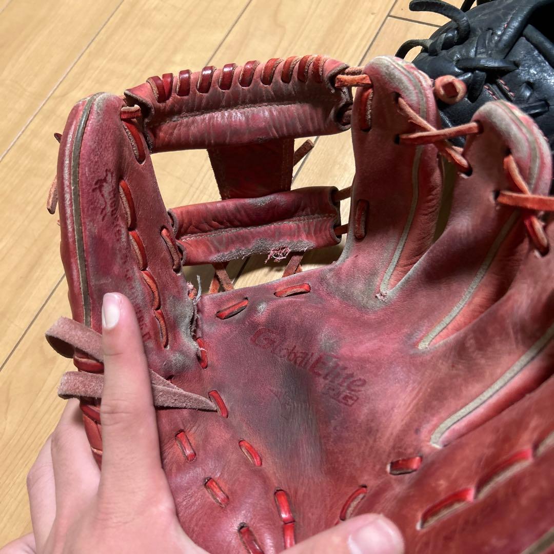 軟式野球グローブ赤黒MIZUNOグローブ3個セット