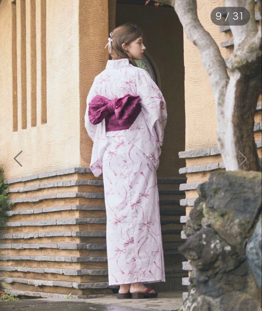 Maison de FLEUR 浴衣 ピンクリボン柄