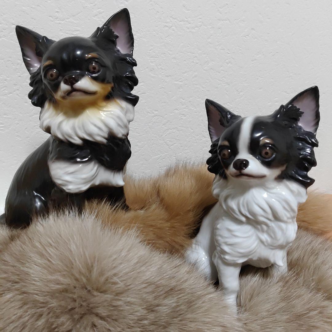 2匹の仲良しチワワ dearDg チワワ 陶器製 チワワ置物