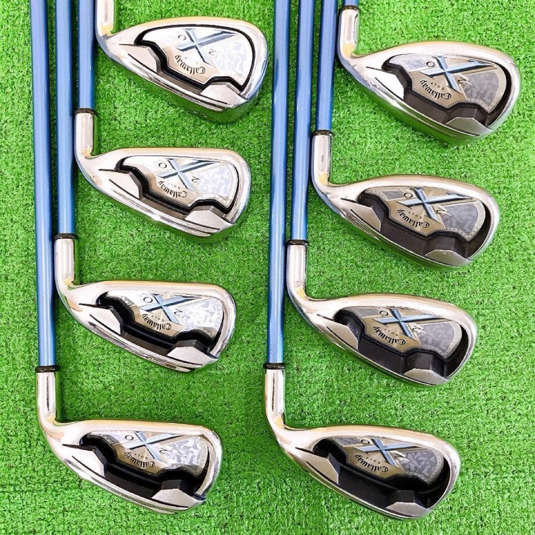テ17★キャロウェイ X-20 豪華8本レディースアイアンセットL ライトブルー