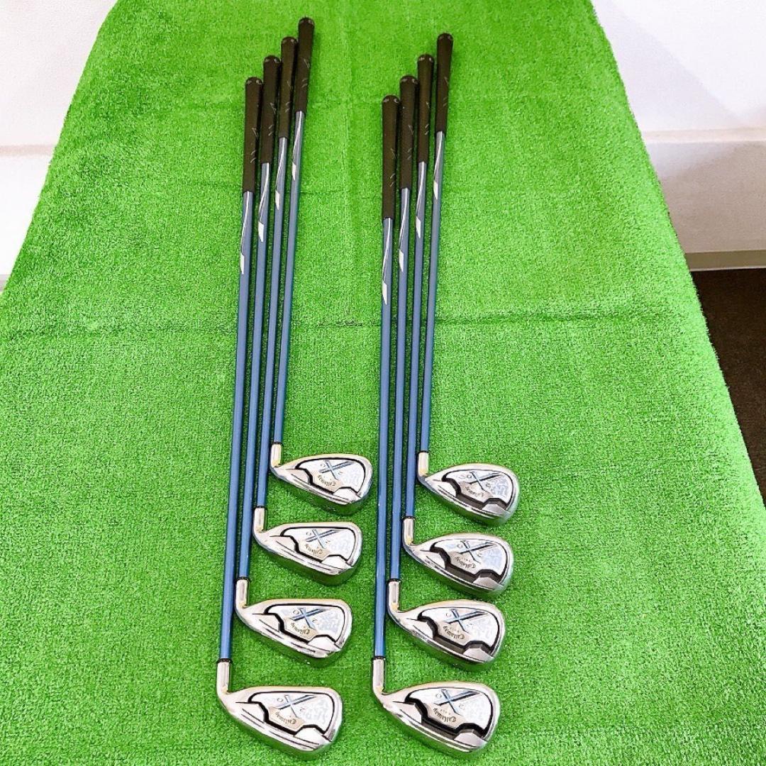 テ17★キャロウェイ X-20 豪華8本レディースアイアンセットL ライトブルー
