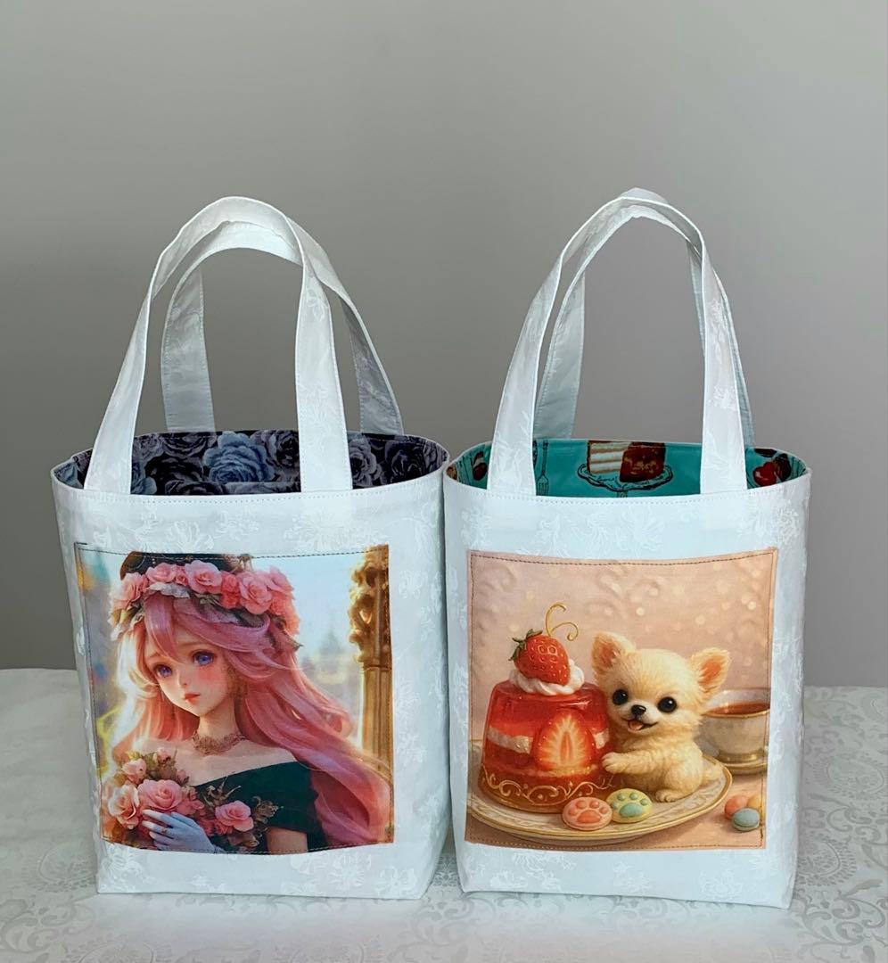 ♥むっち♥ ♡♬.*゜　いちご猫ちゃん　トートバッグ　小物入れ