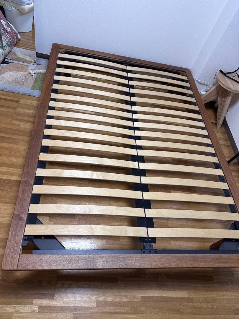 無印良品　ダブルベッド フレーム　ウォールナット