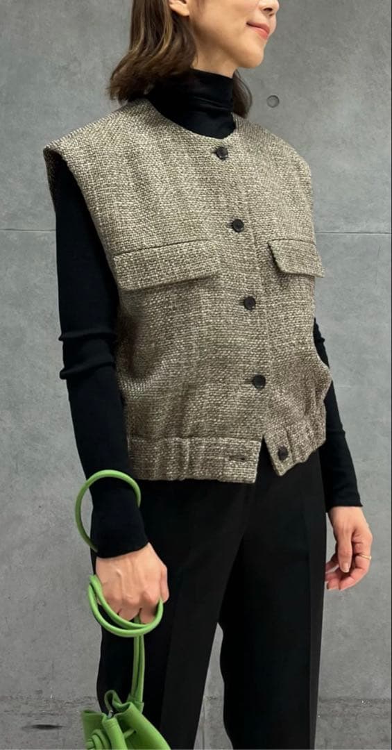 美品　トゥモローランド コレクション ツイード ベスト ジレ ウール 36
