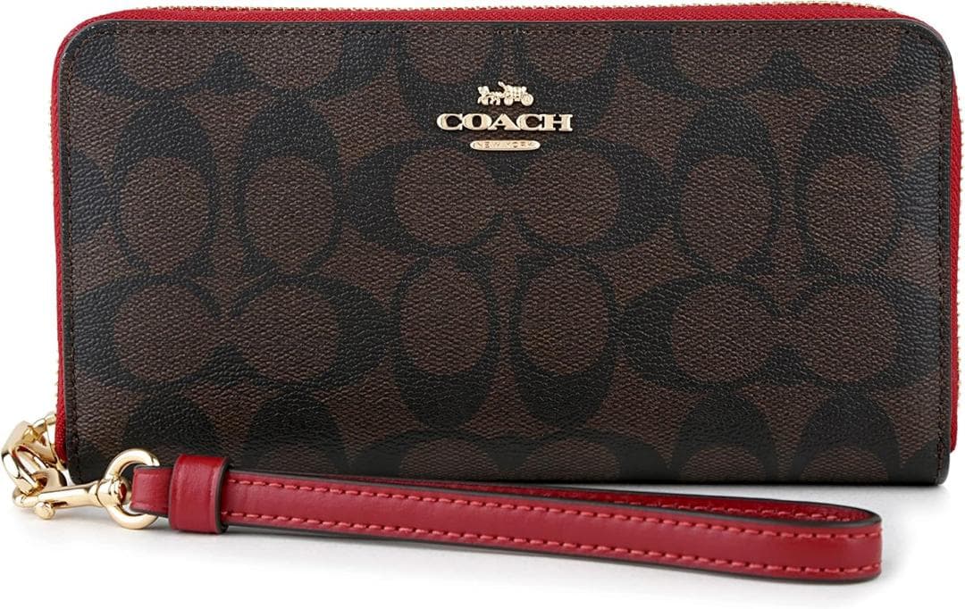 [COACH] コーチ 長財布(ラウンドファスナー)赤 ゴールド