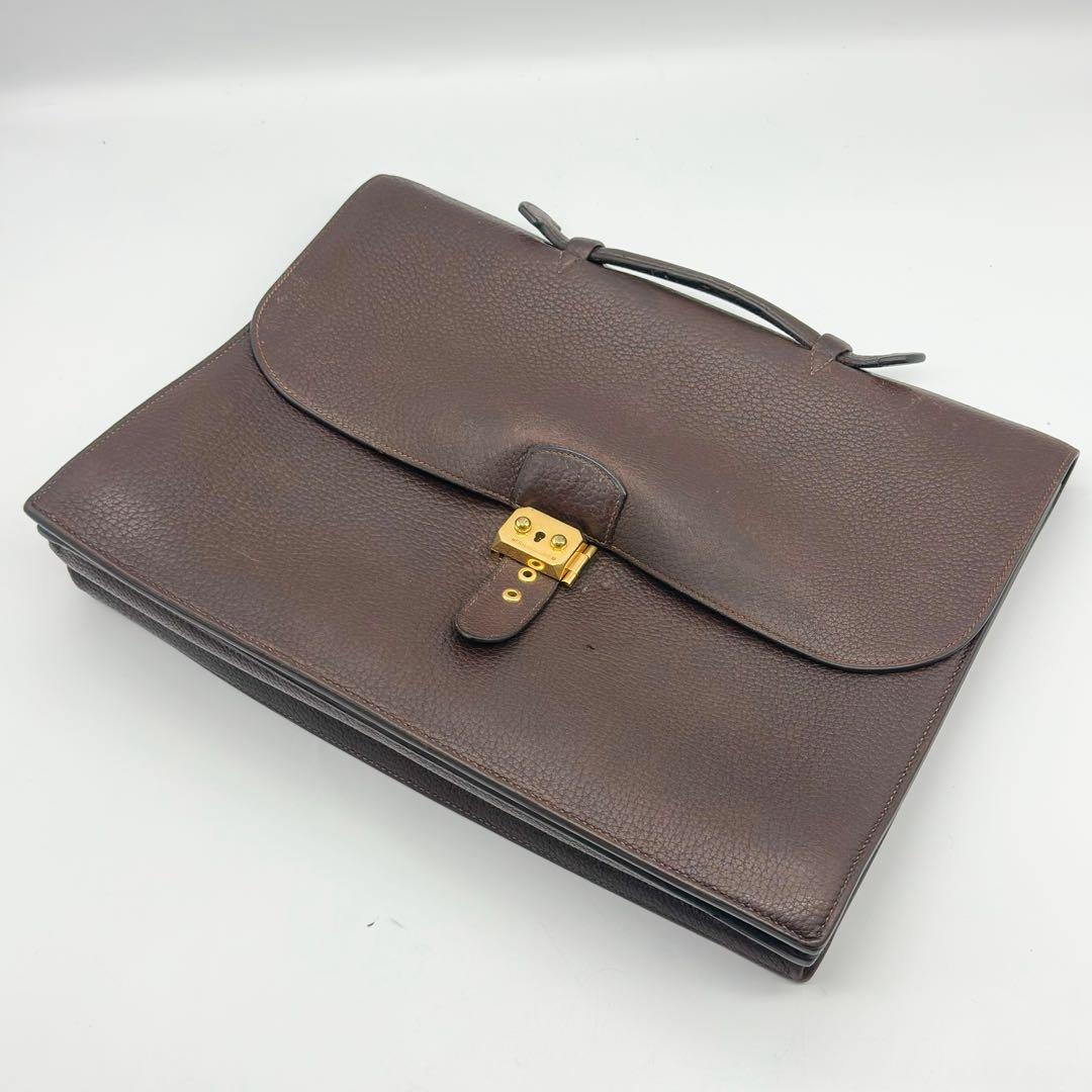エルメス サックアデペッシュ 41 ブリーフケース トリヨンクレマンス ブラウン