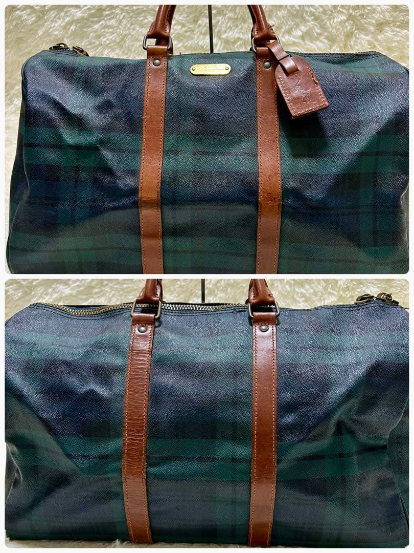 価格交渉歓迎⭐️ ポロラルフローレン　ボストンバッグ　タータンチェック　レザー　革