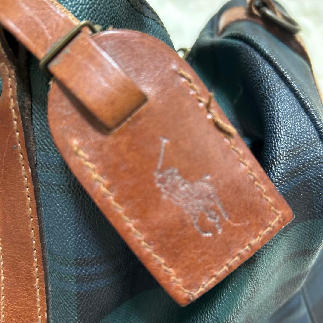 価格交渉歓迎⭐️ ポロラルフローレン　ボストンバッグ　タータンチェック　レザー　革