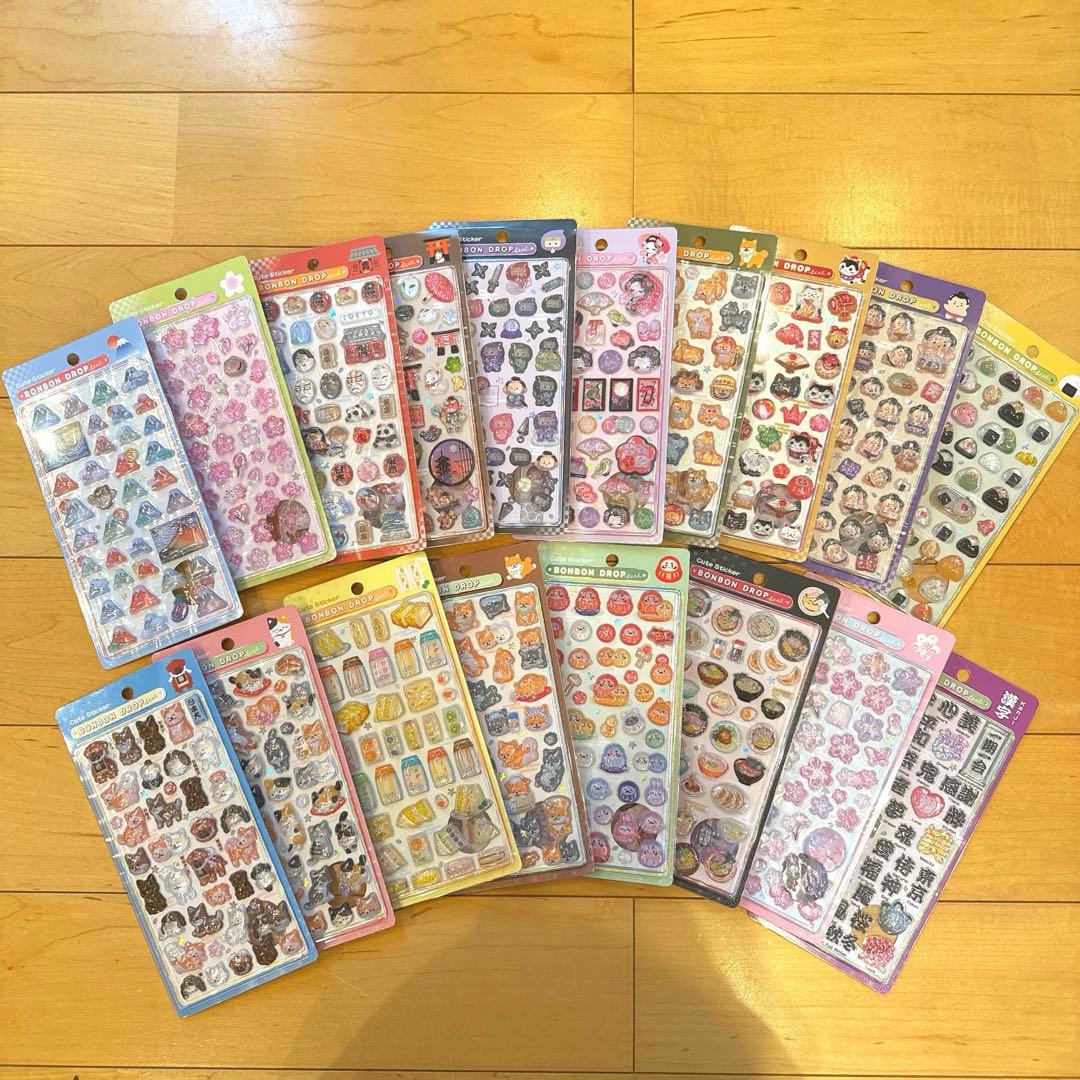 ボンボンドロップシール　和柄　18枚セット　新作コンプリート　旧作　サンリオ