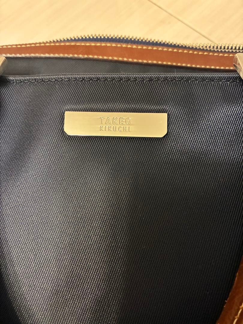 TAKEO KIKUCHI ネイビー ビジネスバッグ