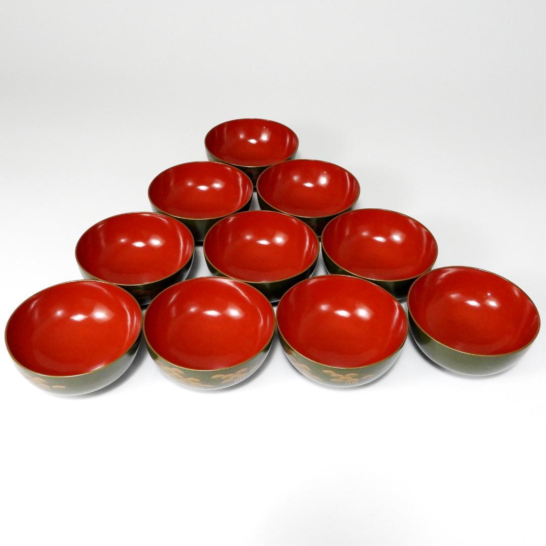 橘屋浅野友七』造 富士形 蒔絵 吸物椀 10客揃 共箱◆保証 江戸後期茶人の言葉