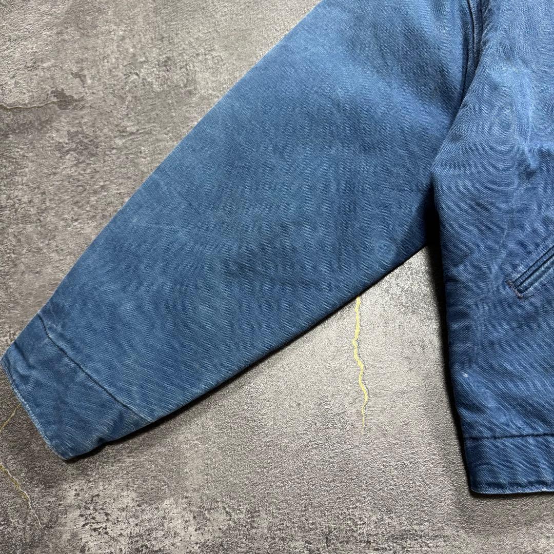 00sUSA製カーハートデトロイトジャケットブルーダックジャケット企業ロゴ短丈