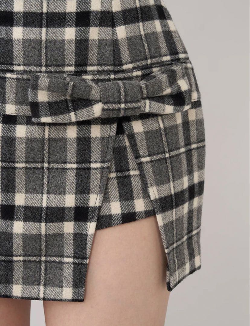 Darich スリットチェックリボンミニスカート