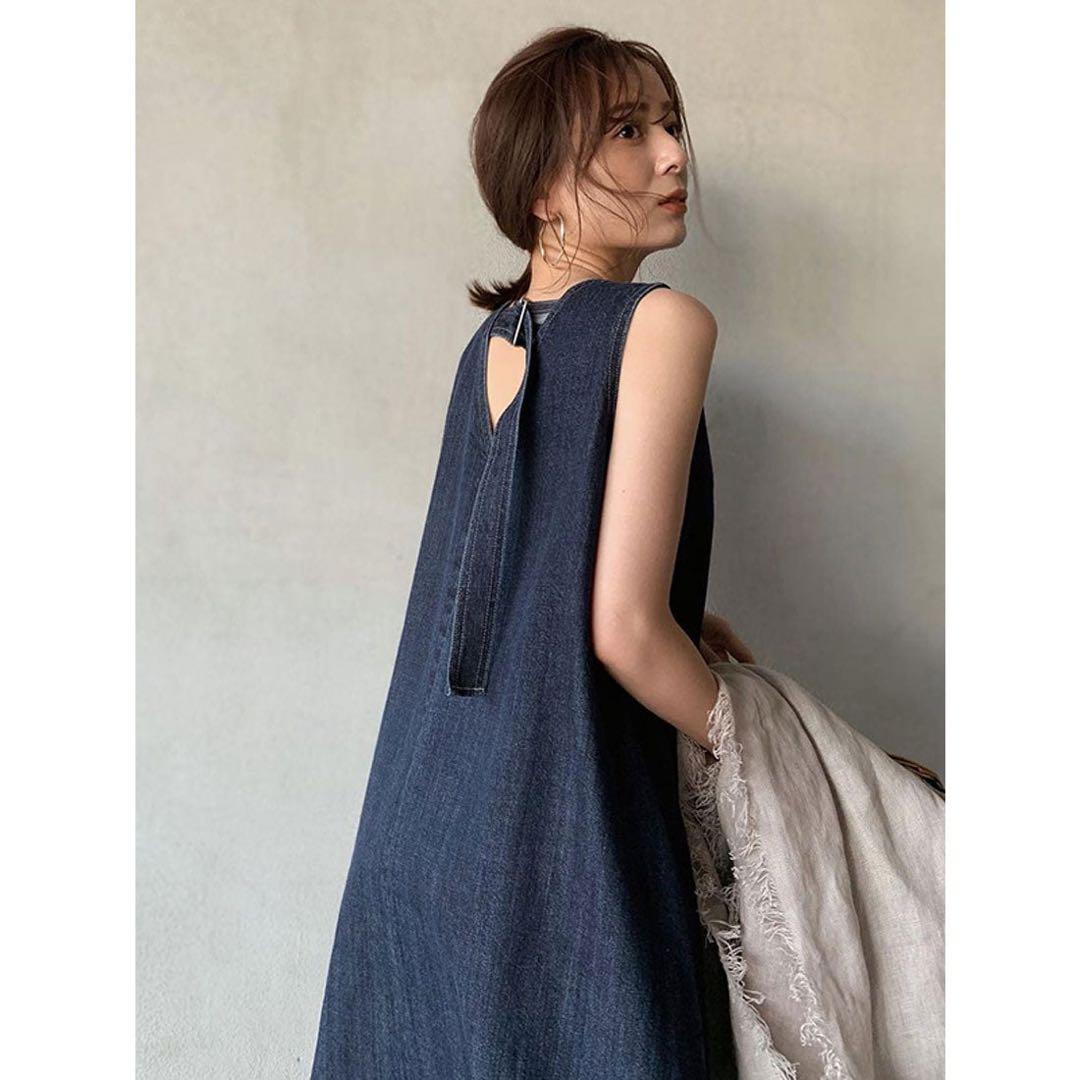 anuans Aラインノースリーブワンピース