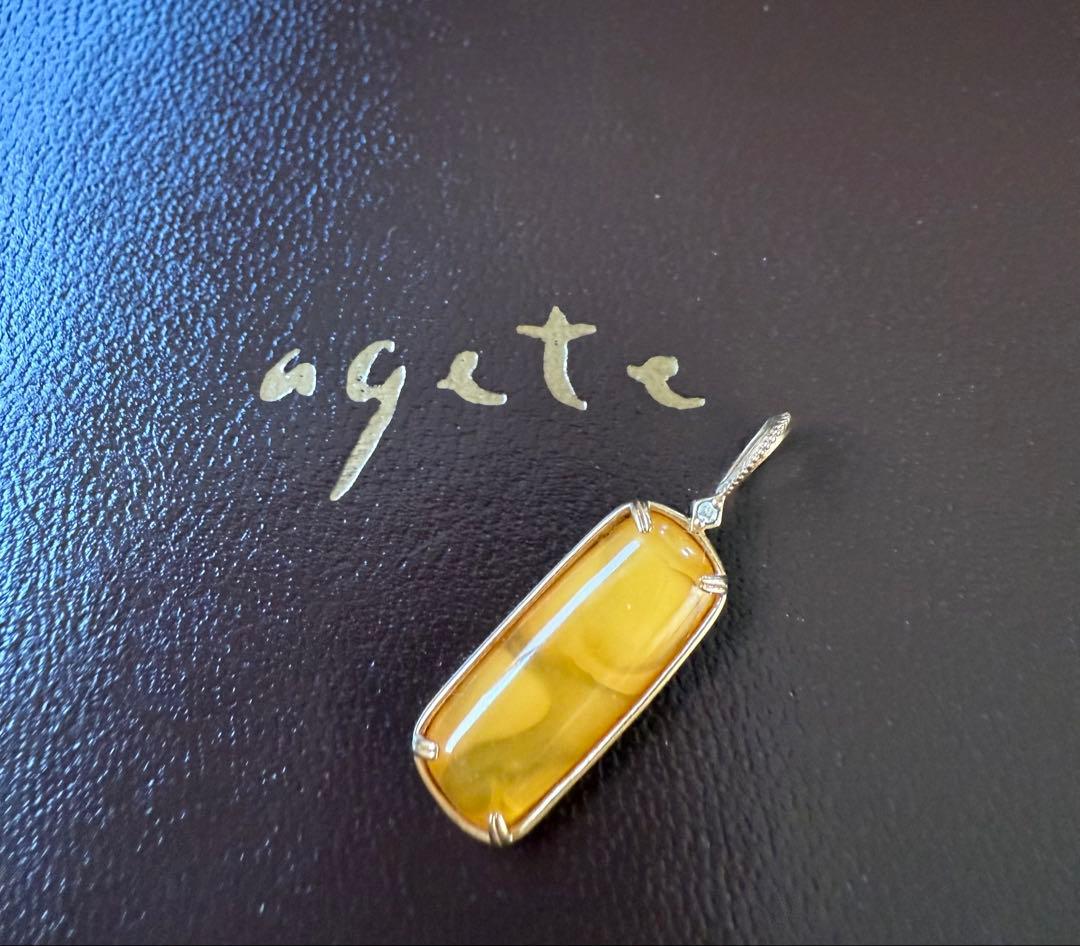 agete K10 イエローアンバー ネックレスチャーム