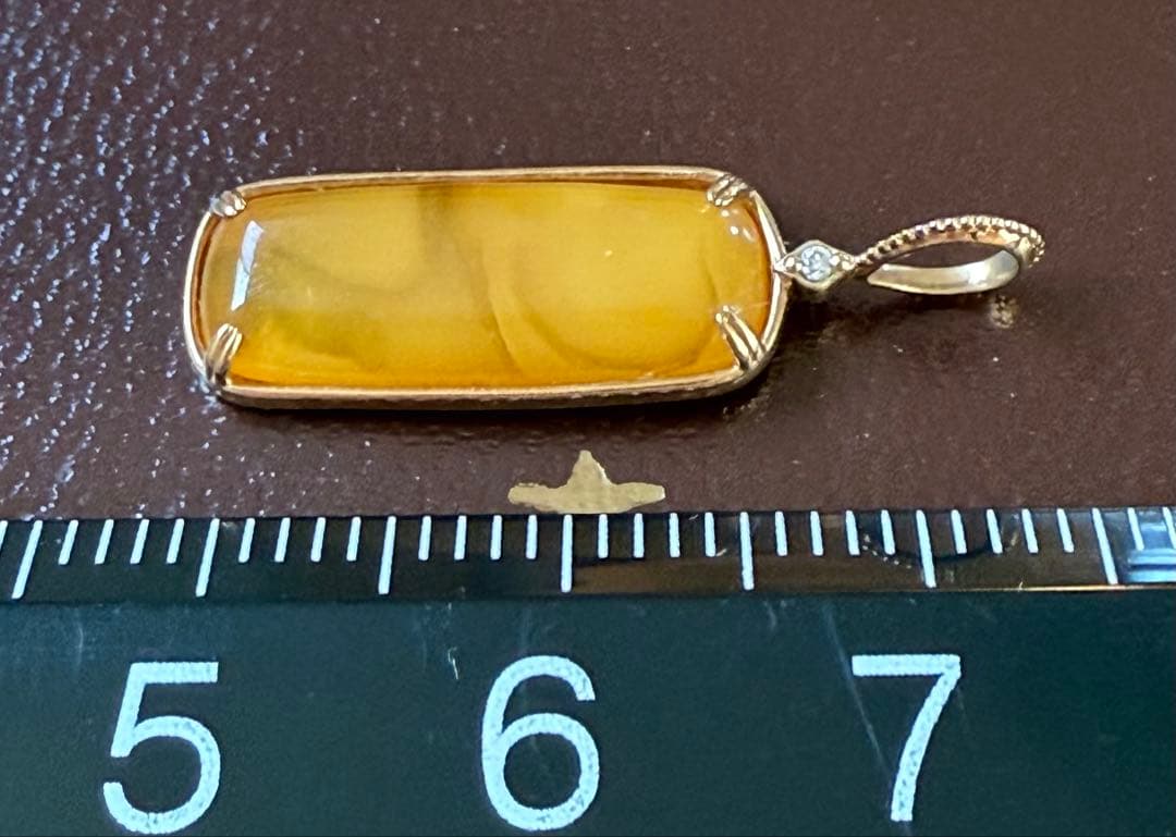 agete K10 イエローアンバー ネックレスチャーム