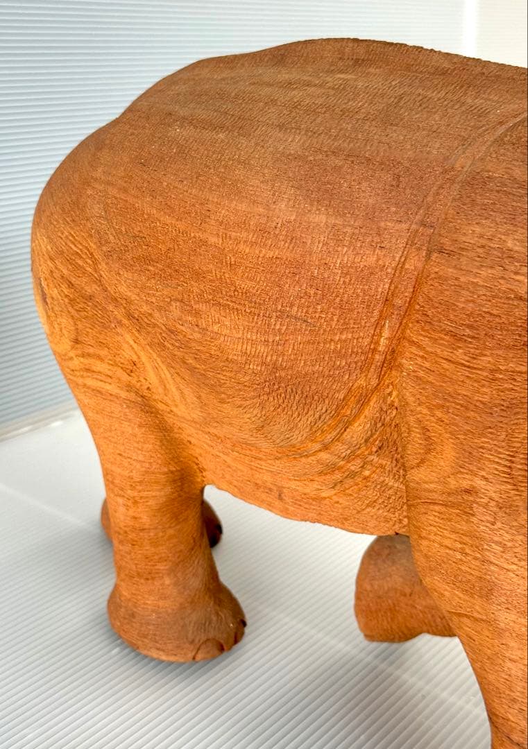 珍しい 希少！50cm リアル 一刀彫り 親子 ゾウ 彫刻 アンティーク 象