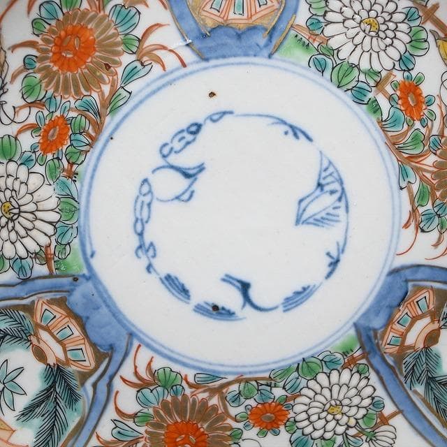 古伊万里　錦手　花尽くし文様　七寸皿　2枚