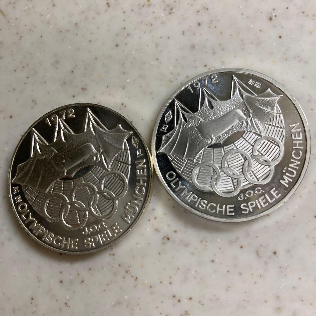 わんわん✳︎1972年ミュンヘンオリ記念メダル✳︎純銀造幣局刻印付き2枚セット