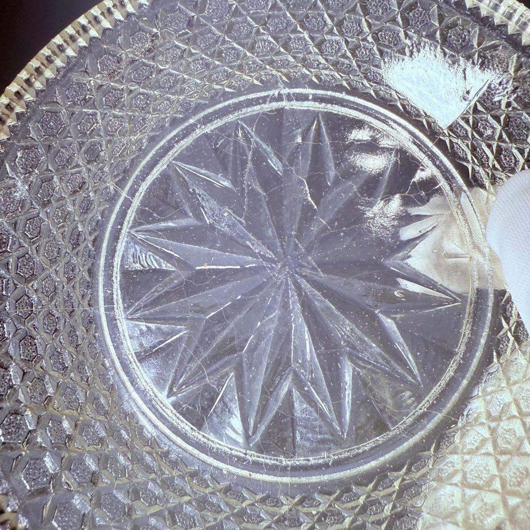 アンティークガラス　ギアマン　ウランガラス　共箱有り　12客　小皿　旧家所蔵品