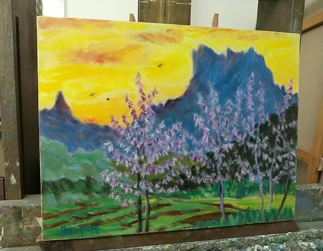 F6「妙義の里」絵画 油絵 油彩画 風景画 アート 妙義山