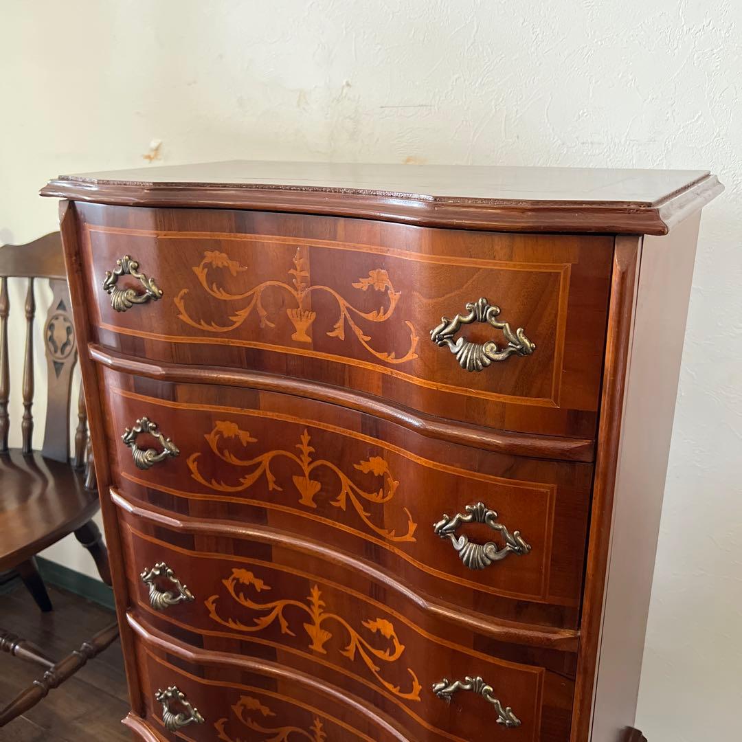 k787 イタリア製 象嵌チェスト クラシカル家具 エレガントな猫脚の逸品