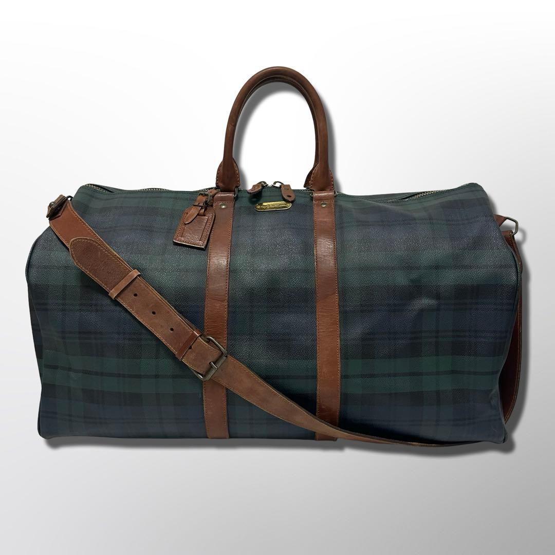 き*ろ様 ラルフローレン レザーPVC 2way ブラックウォッチ 大容量ボスト