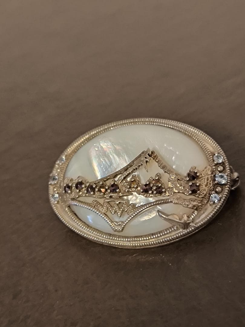 碌山 ROKUZAN ロクザン シルバー925 マザーオブパール ブローチ