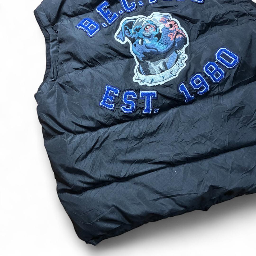 ダウンベスト 3XL B.E.C PITS 刺繍 ピットブル ブラック AKOO