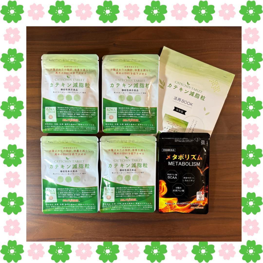 【カテキン減脂粒 62粒入り × 4袋】DMJえがお生活 説明書＆メタボリズム付